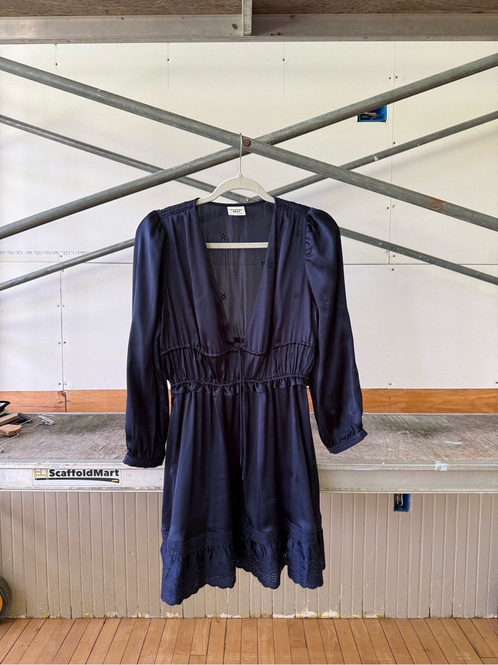 Sunday Best Navy Embroidered V-Neck Dress
